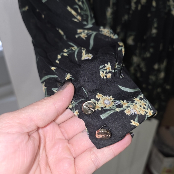 Ted Baker Black Floral Pleated Mini Dress Size 10 - Picture 6 of 10